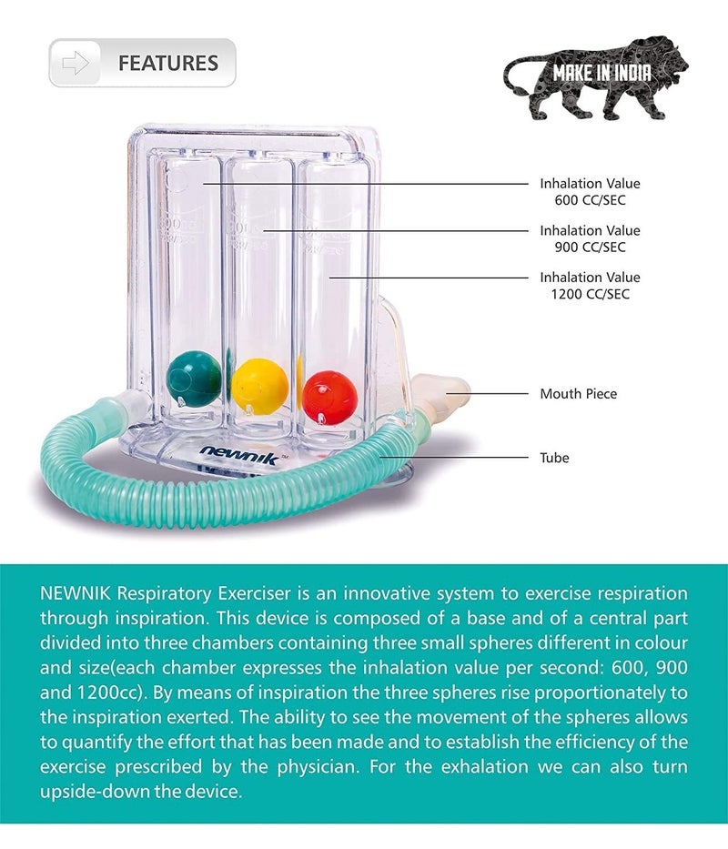 Newnik RE201 Respiratory Exerciser | 3-Ball Lung Exerciser for Breathing Improvement & Lung Capacity Training | BPA-Free & Easy to Use - Image 2
