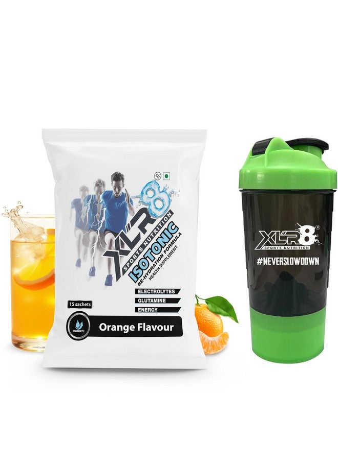 XLR8 Electrolytes Powder | Energy Drink Hydration Powder - Orange, 300g & Shaker | Isotonic Gym Workout & Endurance Supplement - Image 1