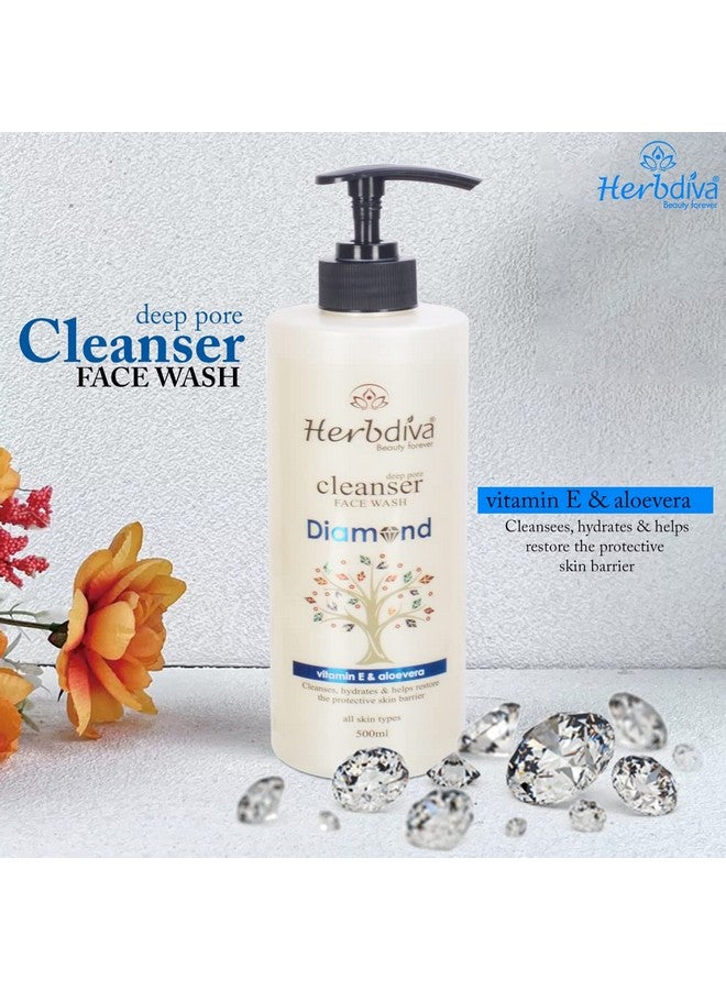 هيربيفا غسول الوجه المنظف من Diamond & Gold، 500 مل لكل منهما | ينظف البشرة ويرطبها ويساعد على استعادة حاجز الحماية للبشرة | غني بالألوفيرا وفيتامين E عبوة من قطعتين - Image 2
