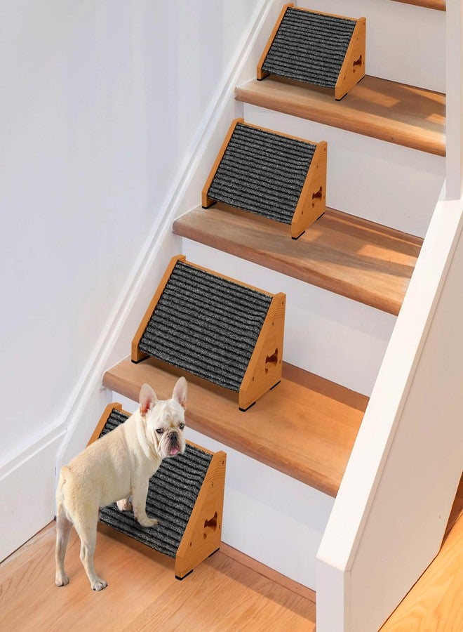 INRLKIT 4 Pack Wooden Dog Ramp for Stairs Suits for Small Medium Dogs Cats, Pet Steps Stairs for Staircase for Dogs Cats Brown,Need Installation,13 * 9.8 * 5.1 inch - Image 1