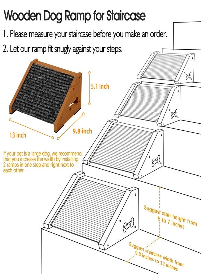 INRLKIT 4 Pack Wooden Dog Ramp for Stairs Suits for Small Medium Dogs Cats, Pet Steps Stairs for Staircase for Dogs Cats Brown,Need Installation,13 * 9.8 * 5.1 inch - Image 2