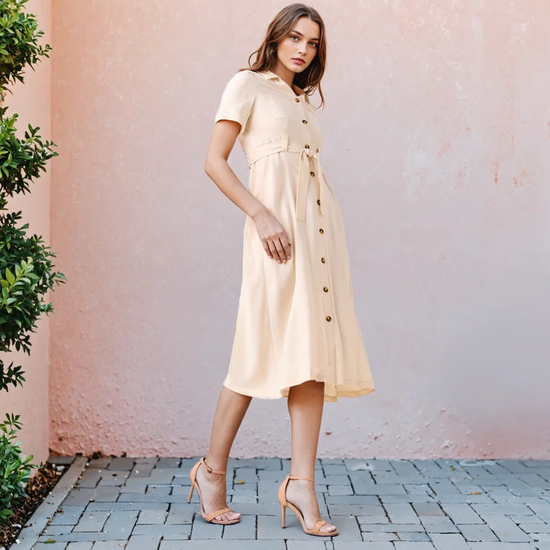 2Xtremz 2Xtremz Midi Shirt Dress with Belt and Pockets