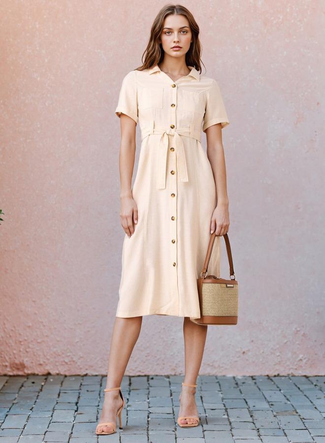 تواكستريمز فستان ميدي  بحزام وجيوب - Image 1