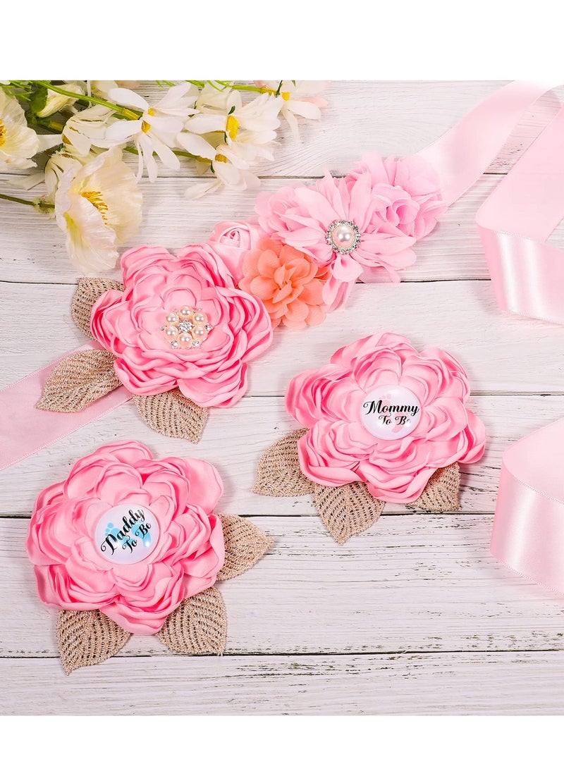 Excefore Mommy to Be Sash, Sash for Baby showers Decorations, Floral Boho Mom to Be Sash with Mom to Be Corsage Pin Set, Pink Baby Shower Party Gender Reveals Baby Shower Decorations - Image 5