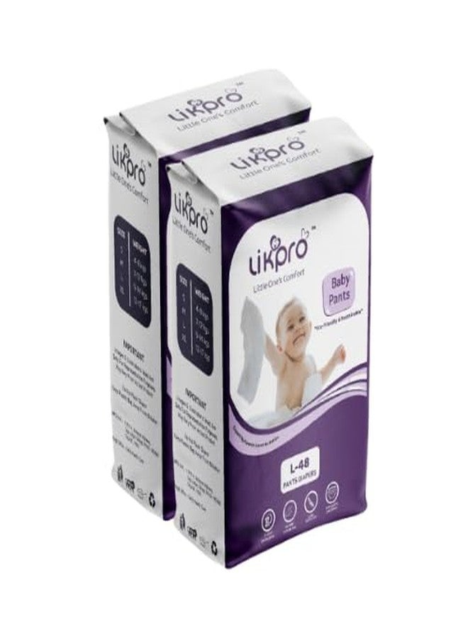 Likpro Premium Baby Diapers | Ultra Soft, Dry & Leak-Proof | Anti-Rash Cottony Layer, 12-Hour Absorption, Flexible Fit | Size S, M, L, XL (L, 96, count) - Image 1