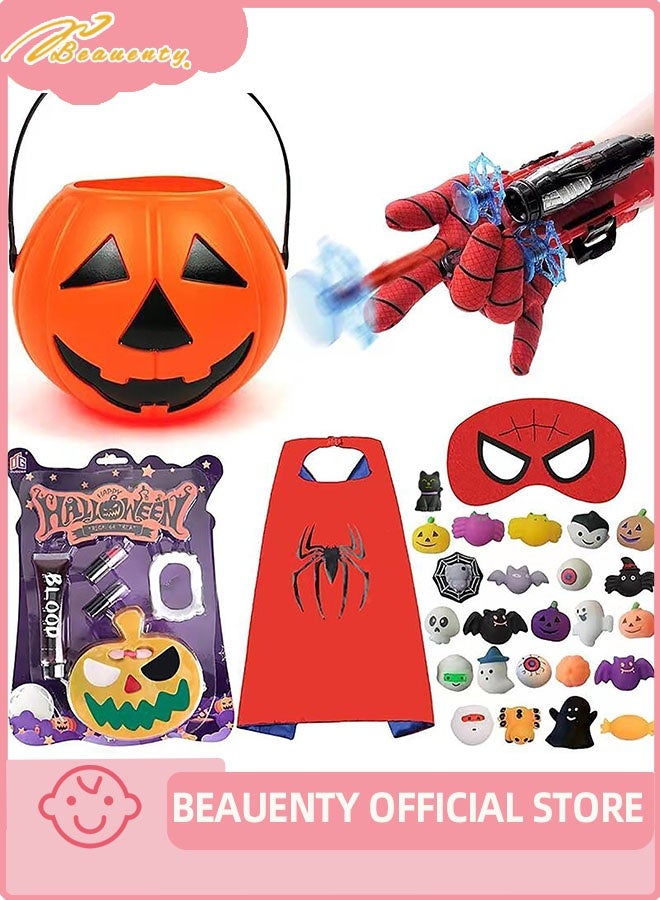Beauenty Halloween Roleplay Sets,A Halloween Party Set with Masks, Cloaks, Spider Silk Launchers, Makeup Bags, Dentures, 24 Mochi Toys, and Pumpkin Torage Bags. - Image 1