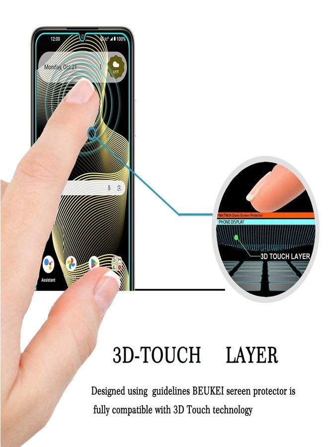 beukei (3 Pack) Designed for Cricket Outlast 5G and AT&T Motivate Pro 5G Screen Protector Tempered Glass, Anti Scratch, Bubble Free, 9H Hardness - Image 2