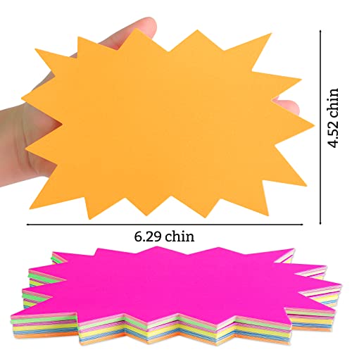 Natonhi 90 PCS Starburst Signs Fluorescent Neon Signs Blank Star Shape Retail Sale Tags Burst Paper Signs for Retail Store Party Favors,Garage Sale Sign, 4.7 x 6.3 inches - Image 4