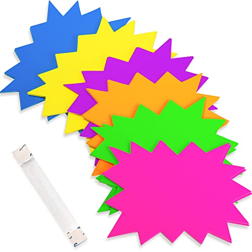 Natonhi 90 PCS Starburst Signs Fluorescent Neon Signs Blank Star Shape Retail Sale Tags Burst Paper Signs for Retail Store Party Favors,Garage Sale Sign, 4.7 x 6.3 inches - Image 1