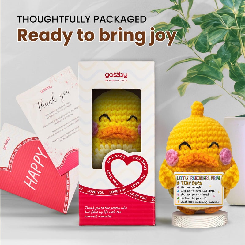 Gossby Positive Duck Crochet with Message - Little Reminders from A Tiny Duck - Inspirational Gift for Women, Men - Christmas, Birthday, Emotional Support, Positive Energy Gift for Friend, Coworker - Image 4