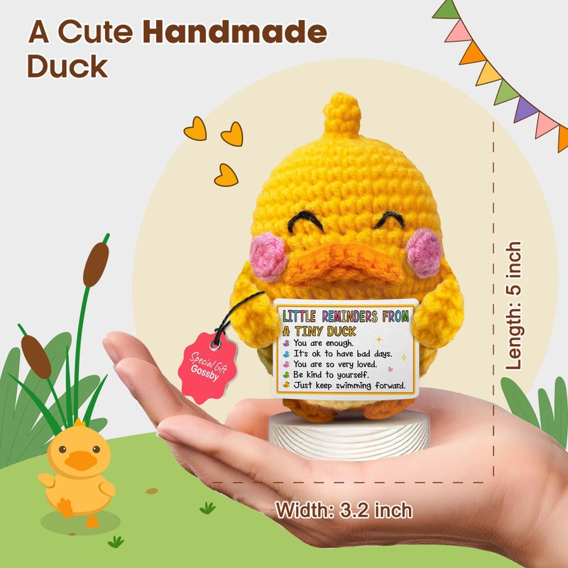 Gossby Positive Duck Crochet with Message - Little Reminders from A Tiny Duck - Inspirational Gift for Women, Men - Christmas, Birthday, Emotional Support, Positive Energy Gift for Friend, Coworker - Image 3