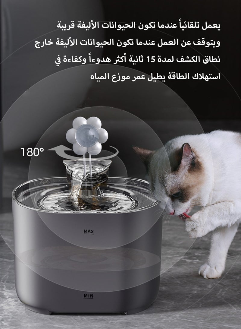 نافورة مياه للقطط سعة 2.2 لتر/74 أونصة نافورة مياه للقطط بهدوء شديد نافورة مياه للقطط مع فوهة على شكل قطة نافورة مياه للقطط في نافورة مياه LED موزع مياه للقطط في الأماكن المغلقة - Image 4