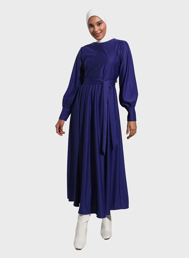 Refka by modanisa Puff Sleeve Tie Detail Dress