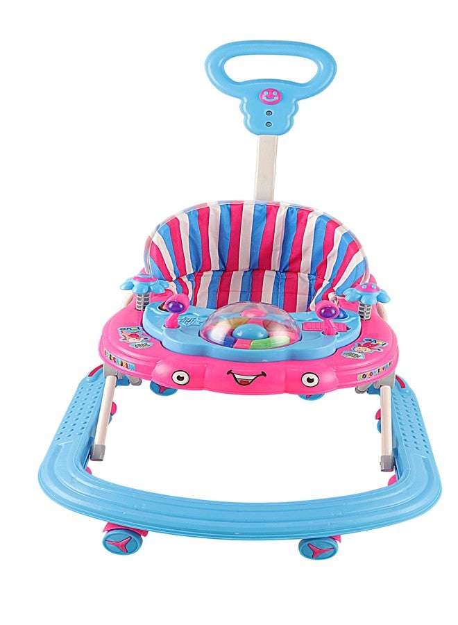 JoyRide ABC Donut Baby Walker, 8 Wheels | Light-Weight Kids Walker for Babies | Soft Thick Cushioned Seat (Pink Blue) - Image 1