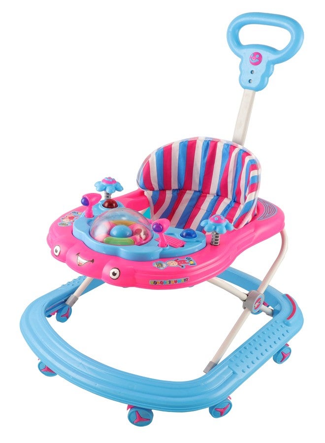 JoyRide ABC Donut Baby Walker, 8 Wheels | Light-Weight Kids Walker for Babies | Soft Thick Cushioned Seat (Pink Blue) - Image 2