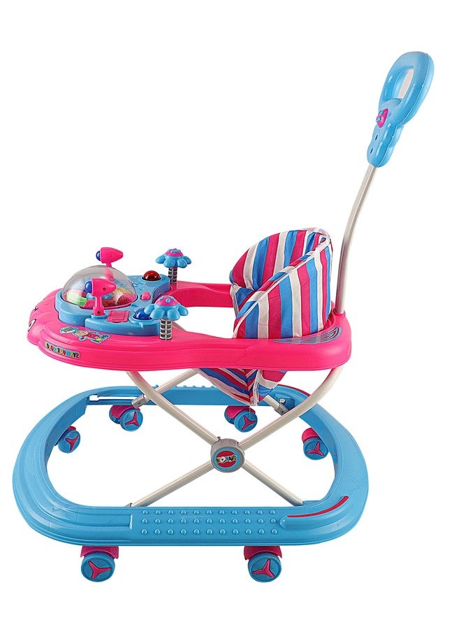 JoyRide ABC Donut Baby Walker, 8 Wheels | Light-Weight Kids Walker for Babies | Soft Thick Cushioned Seat (Pink Blue) - Image 4