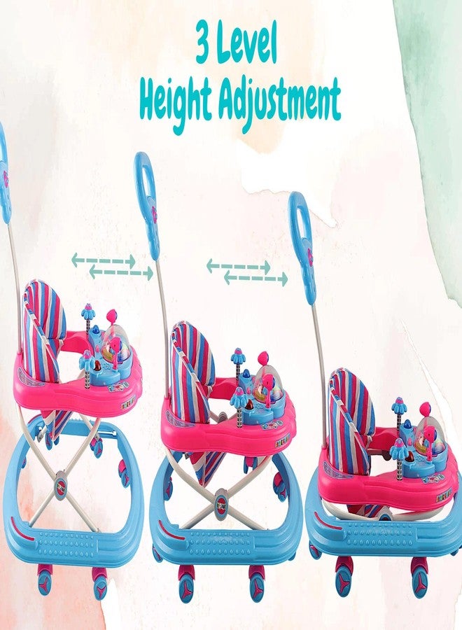 JoyRide ABC Donut Baby Walker, 8 Wheels | Light-Weight Kids Walker for Babies | Soft Thick Cushioned Seat (Pink Blue) - Image 3