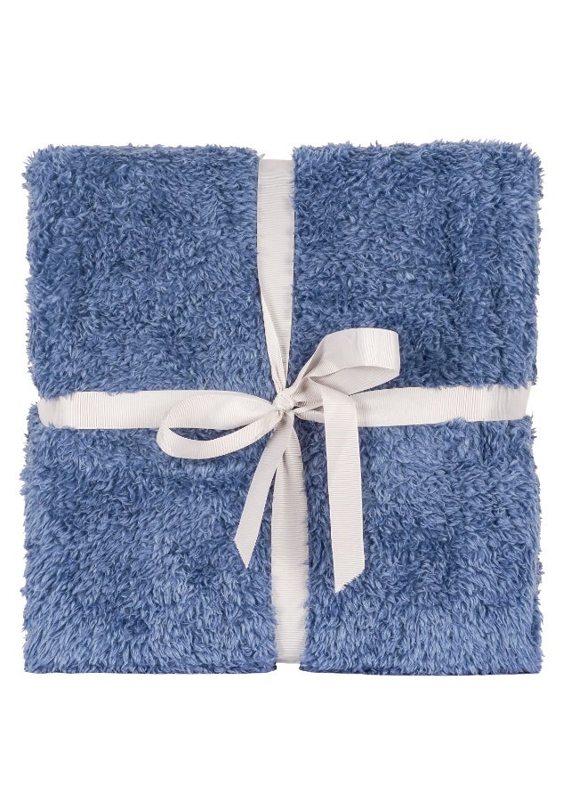 ELEGA DECOR Sherpa Blanket – Double (200x220 cm) – Navy Blue | Ultra-Soft, Breathable & All-Season Comfort - Image 4