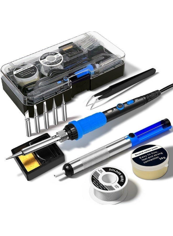 مجموعة ادوات كاوي لحام كهربائي قابل لتعديل درجة الحرارة لاصلاحات اللحام 60 واط وات مع سخان سيراميك، درجة حرارة قابلة للتعديل من 200 إلى 450 درجة مئوية - Image 1