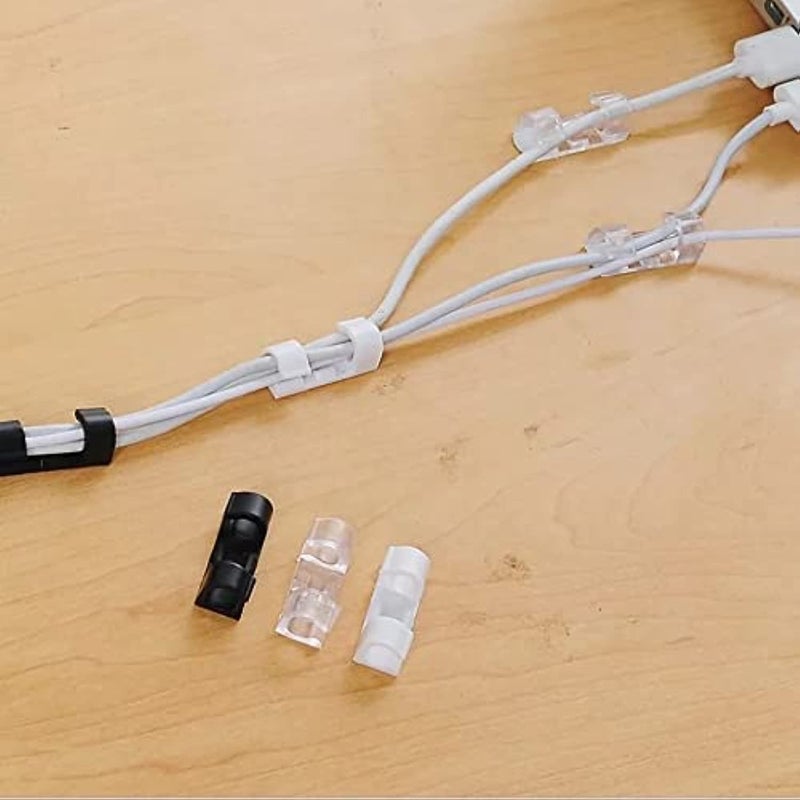 Professional White 20pcs Cable Clip Organizer - High-Efficiency Self-Adhesive Wire Management Pack - Durable Surface Cord Retainer System - Manual Domestic Infrastructure Utility
