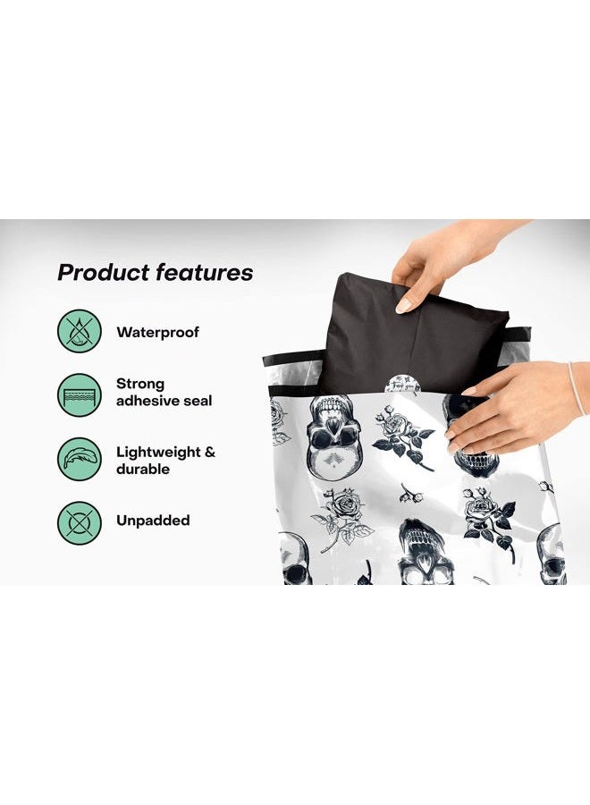 Package Mint 10x13 Poly Mailers – Skull Rose – Waterproof, Tear-Resistant Shipping Bags with Adhesive Seal – 100 Pack – Package Mint - Image 4