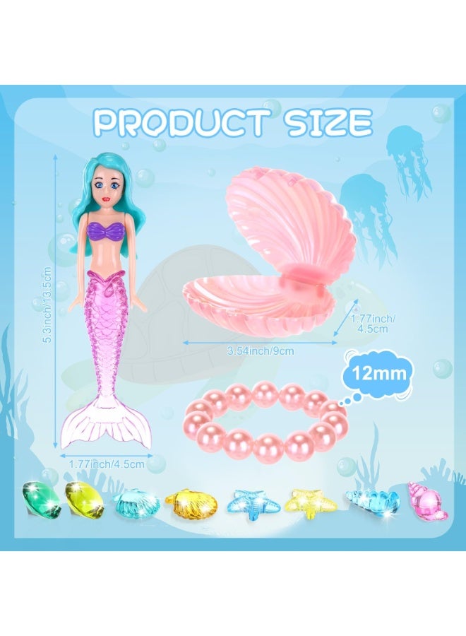 OSHIMA Click to see full view 14 Pcs Mermaid Diving Toys Set for Kids, Swimming Pool Toys with Gemstones & Shell Treasure Chest, Swimming Pool Games Mermaid Dive Bath Toy, Diving Pool Toy for Girls Boys Summer Underwater Gift - Image 2