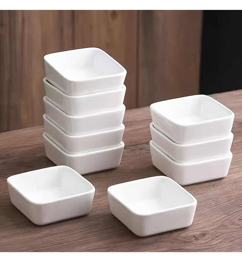 6 Pcs White Ceramic Sauce Dipping Bowls 4oz Mini Rectangular Microwave And Dishwasher Safe Bowls For BBQ Ketchup Soy Sauce Party Snacks Dipping Sauce Dish Kitchen And Dining Essentials - Image 3