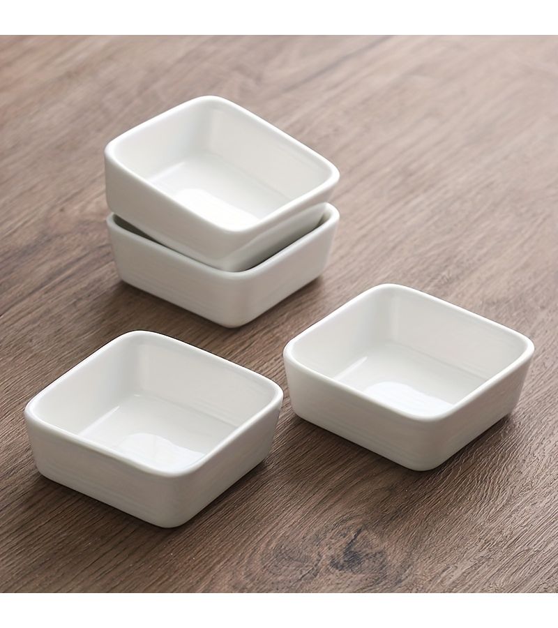 6 Pcs White Ceramic Sauce Dipping Bowls 4oz Mini Rectangular Microwave And Dishwasher Safe Bowls For BBQ Ketchup Soy Sauce Party Snacks Dipping Sauce Dish Kitchen And Dining Essentials - Image 1