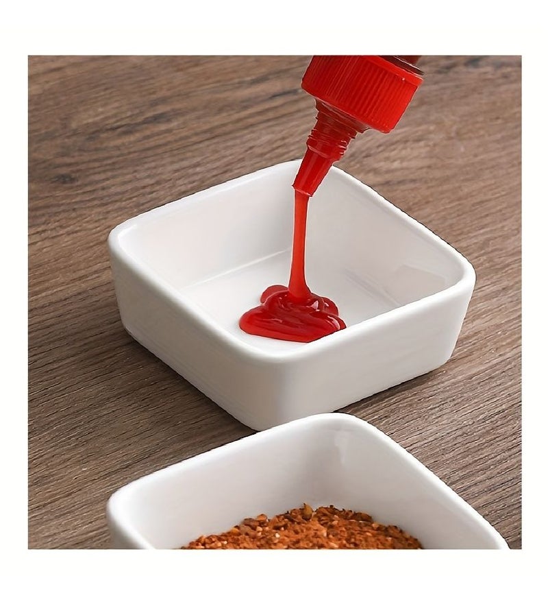 6 Pcs White Ceramic Sauce Dipping Bowls 4oz Mini Rectangular Microwave And Dishwasher Safe Bowls For BBQ Ketchup Soy Sauce Party Snacks Dipping Sauce Dish Kitchen And Dining Essentials - Image 5