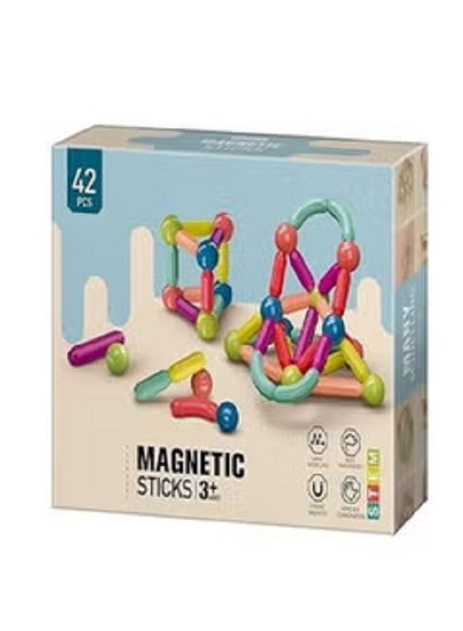 Magnetic Stick, Balls and Rods Set, Building Sticks Blocks, STEM Stacking Toys Magnet Educational for Kids Boys Girls - 42 PCS - Image 1