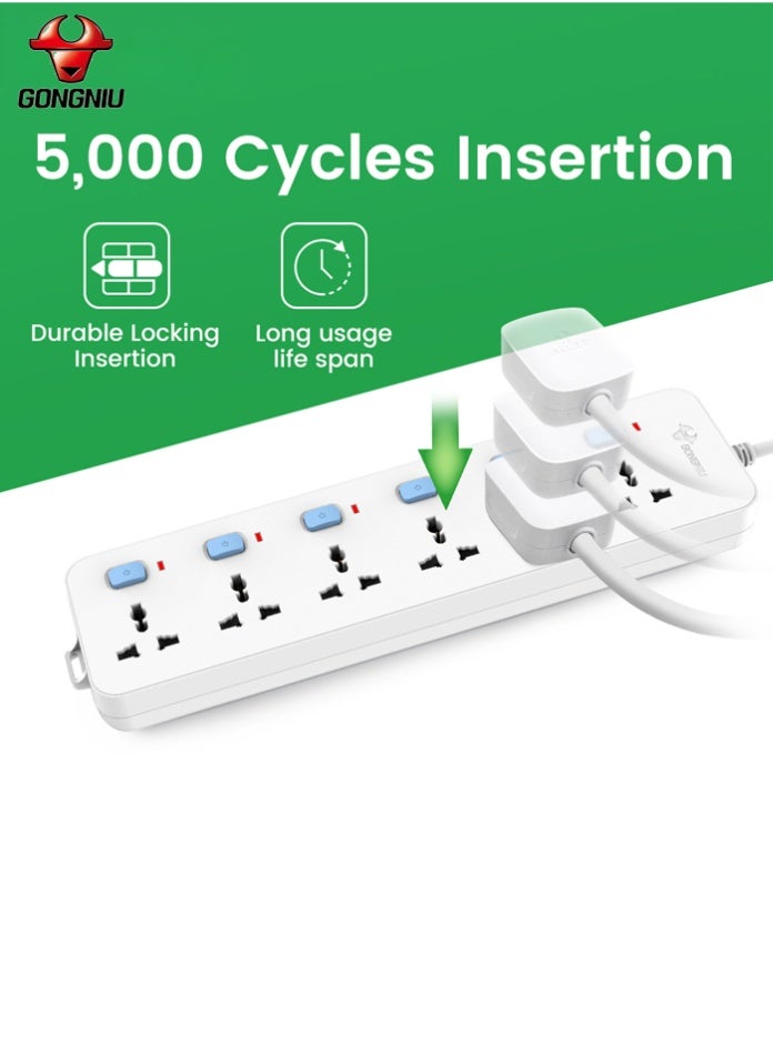 غونغنيو سلك تمديد عالمي متعدد المقابس بطول 3 متر – مشترك كهرباء بـ6 منافذ و6 مفاتيح فردية مع واقي من زيادة التيار – وصلة كهرباء للمكتب والمنزل - Image 1