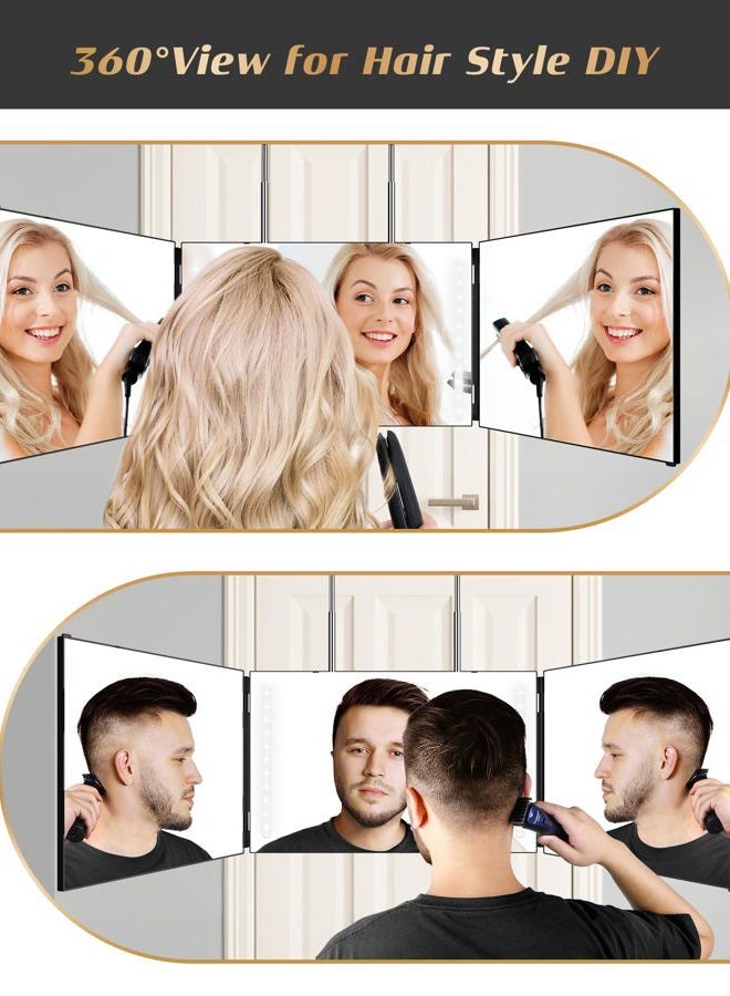 JUSRON 360 Viewing Angle Self Hair Cutting Mirror, Clear Anti-Fog HD Glass (Black with LED with Accessories) - Image 5