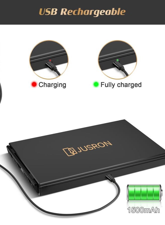 JUSRON 360 Viewing Angle Self Hair Cutting Mirror, Clear Anti-Fog HD Glass (Black with LED with Accessories) - Image 3