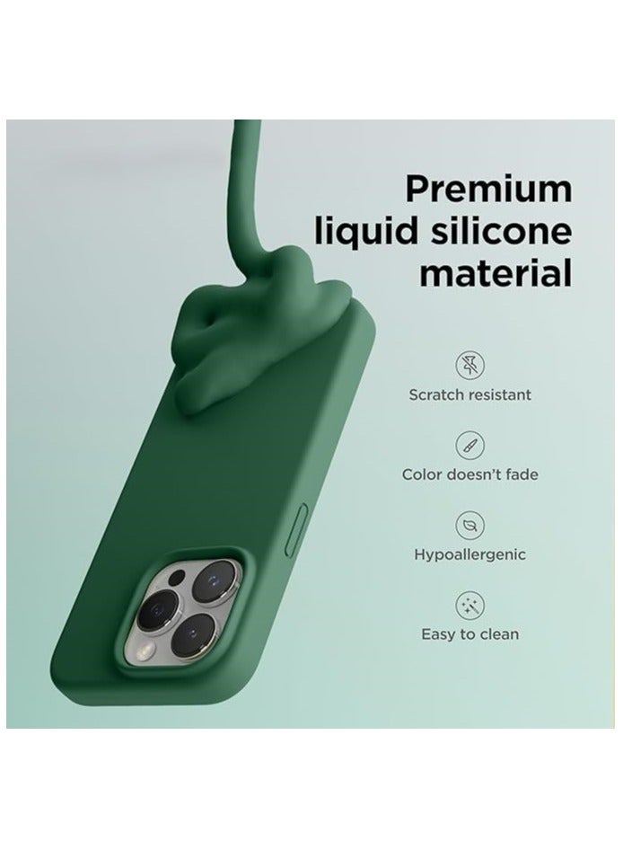 أكاليكس جراب سيليكون متوافق مع iPhone 14 Pro Max، طبقة سيليكون سائلة رفيعة من المطاط الهلامي الناعم المقاوم للصدمات، جراب واقٍ للهاتف مع بطانة من مادة TPU (أخضر صنوبري) - Image 3