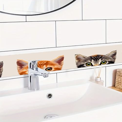 HOMETITUTE Wallpaper Border Peel and Stick Self Adhesive Cat Design Decorative Wall Trim Accent Strip for Bedroom Living Room Kids Room Mirror Frame Hallway 4x196 Inch Animal Cartoon Style Wall Decor - Image 3
