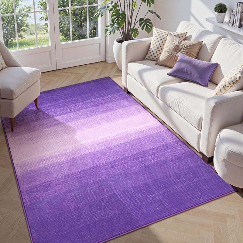 Wonnitar Washable 3x5 Purple Rugs for Bedroom, Modern Non-Slip Soft Nursery Area Rugs, Non-Shedding Ombre Low Pile Bathroom Throw Mat, Floor Carpet for Kitchen Dorm Playroom (Purple, 3'x5') - Image 1