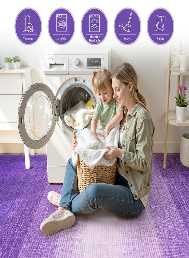Wonnitar Washable 3x5 Purple Rugs for Bedroom, Modern Non-Slip Soft Nursery Area Rugs, Non-Shedding Ombre Low Pile Bathroom Throw Mat, Floor Carpet for Kitchen Dorm Playroom (Purple, 3'x5') - Image 5