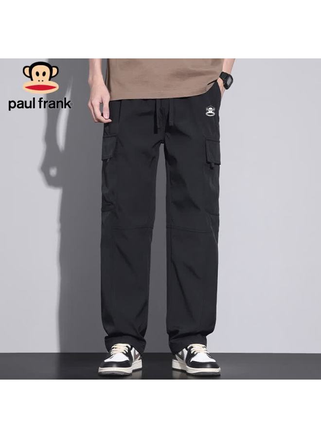 Paul Frank Men's Work Pants Winter American Style Straight Leg Casual Trousers Black 2XL - Image 2