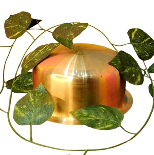 Damurhu Pure Brass Top Tapeli Peetal Kalai Bhagona Brass Patila Kalai Tin Coated Utensil India Utensils Brass Tope patila Cooking, Size -10 (L-1 x W-13 x H-9 cm) Set of - 4 PC - Image 3