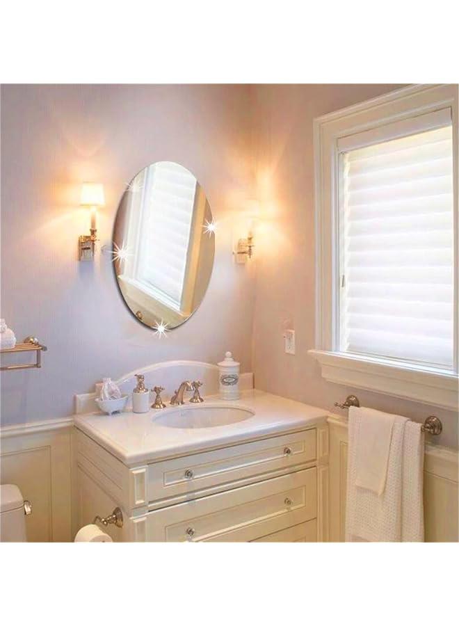 Beauenty Oval Mirror Wall Sticker, Dressing Make-up Mirrors, Removable Acrylic Oval Mirror Wall Decal New Design for Entryway Bedroom Bathroom Living Room (Silver 50x 30cm). - Image 4