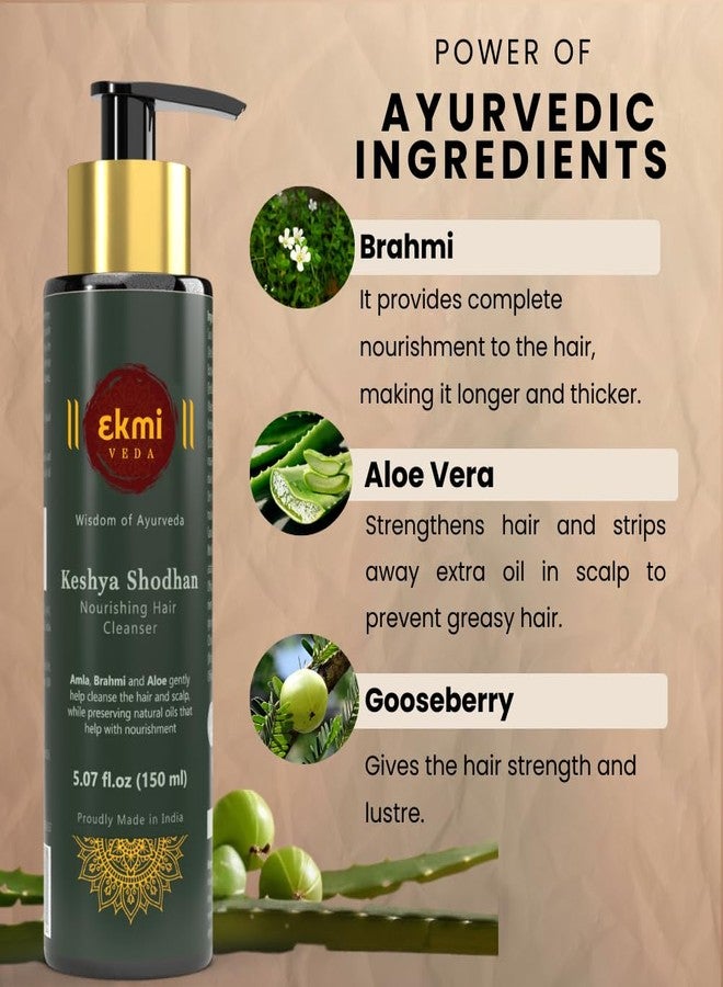 EKMIVEDA Ayurvedic Hair Growth Sulfate Free Shampoo With Reetha, Shikakai, Bhringraj, Amla For Hair Loss Control. Hair Regrowth Treatment For Women & Men. Hair Thickening Rosemary Shampoo, 5.07 Fl Oz - Image 4