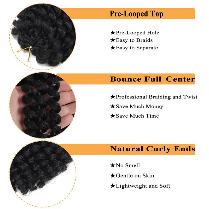 Flagship 5 Packs Jamaican Bounce Crochet Hair 2X Ringlet Wand Curl Crochet Braids 12 inch Synthetic Pre Looped Crochet Hair Extensions Crochet Braiding Hair 80 Roots (#1B) - Image 4