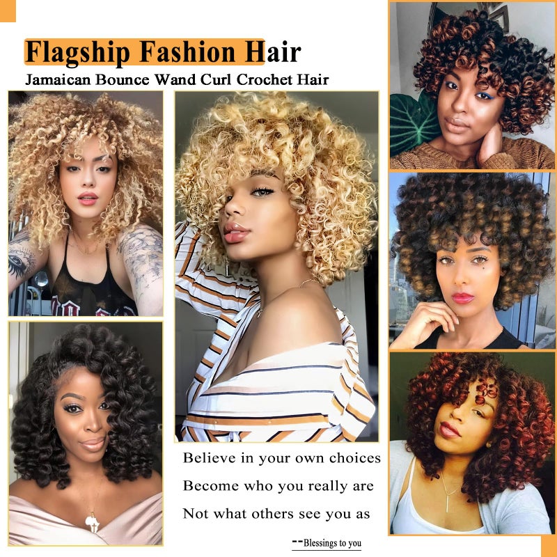 Flagship 5 Packs Jamaican Bounce Crochet Hair 2X Ringlet Wand Curl Crochet Braids 12 inch Synthetic Pre Looped Crochet Hair Extensions Crochet Braiding Hair 80 Roots (#1B) - Image 5