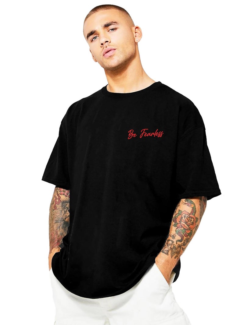Jump Cuts Black Cotton Blend Slim Fit Crew Neck Graphic Print Casual T-Shirt M - Image 3