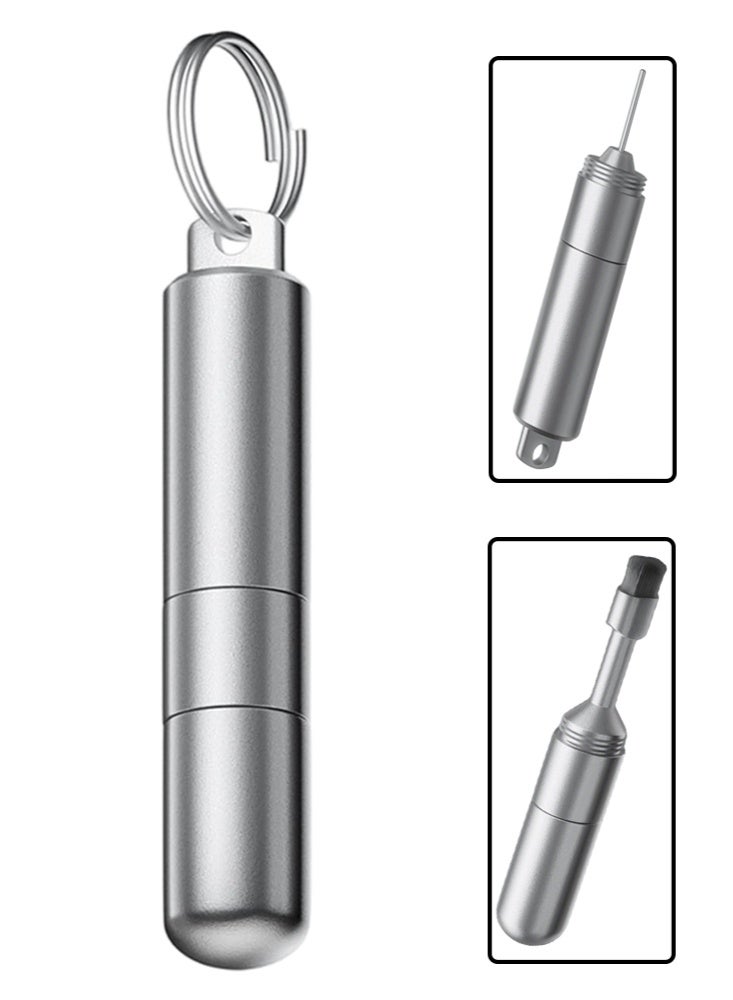 SIM Card Tray Removal Tool with Cleaning Brush, 2 in 1 EDC Portable Keychain Eject Pins Reset Needle Opener Cleaning Pen for iPhone Airpods Pro - Image 1