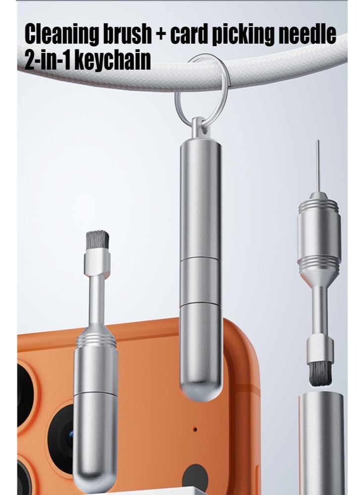 SIM Card Tray Removal Tool with Cleaning Brush, 2 in 1 EDC Portable Keychain Eject Pins Reset Needle Opener Cleaning Pen for iPhone Airpods Pro - Image 5