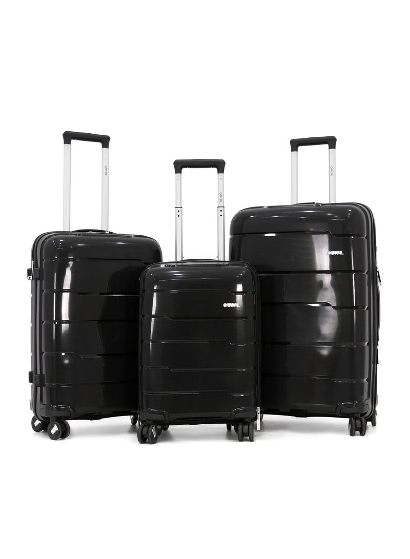 CAPITAL 3-Piece Hard-Side Polypropylene Luggage Set – Lightweight, Durable, Spinner Trolley with TSA Lock,Black (S-20",M-24",L-28") - Image 1