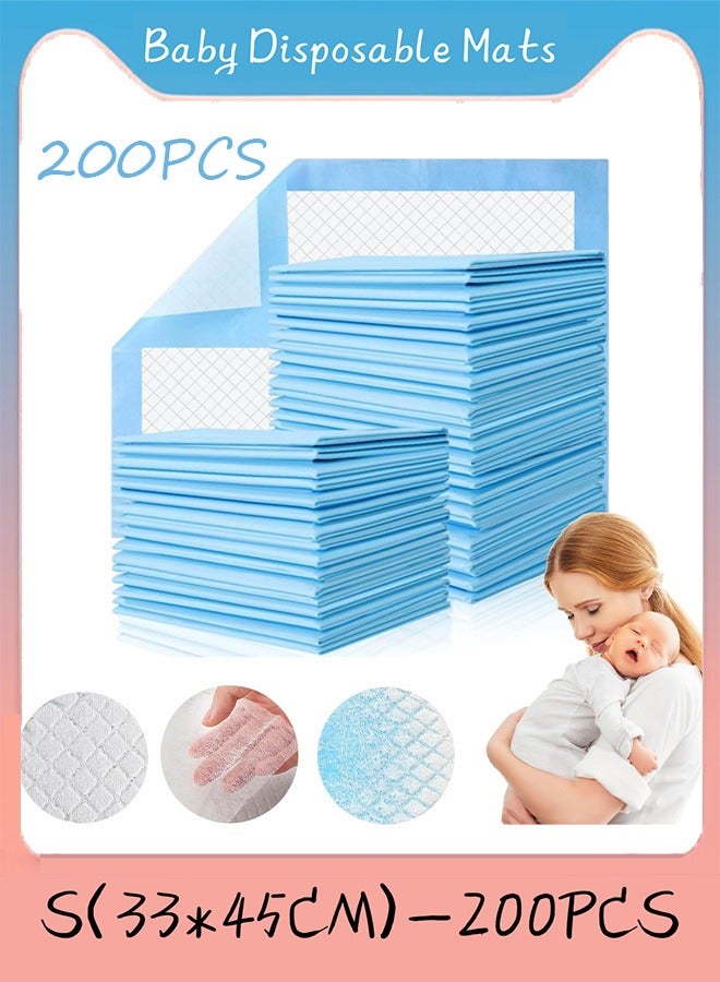 200PCS Baby Disposable Underpad Incontinence Changing Pad Baby Diapers Newborn Pads Soft Breathable Waterproof Leak Proof Quick Absorb(33*45cm)  - Image 1