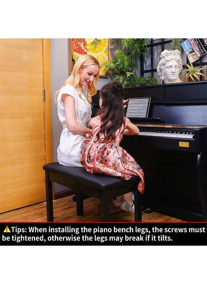XiuWoo Deluxe Piano stool Piano Bench with Padded Cushion and Storage Compartment for Music Books 75cmx33cmx48cm,Black  - Image 4