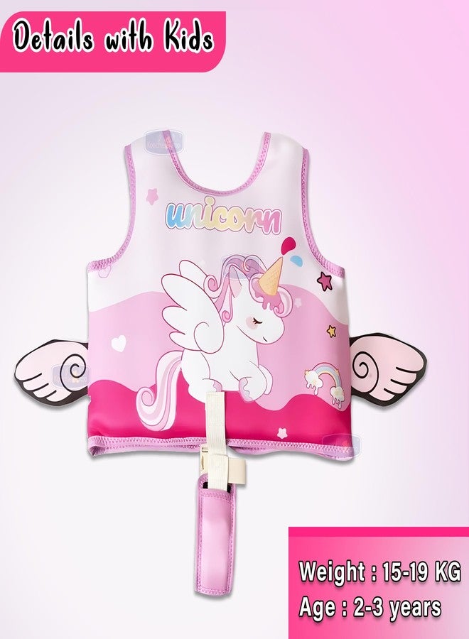 Koochie-Koo Unicorn Printed Cool Beach/Pool Party Float Vest Swimming Training Vest Life Jacket for Baby from 2 to 3 Years 33 to 42 lbs (Pack of 1, Pink) - Image 2